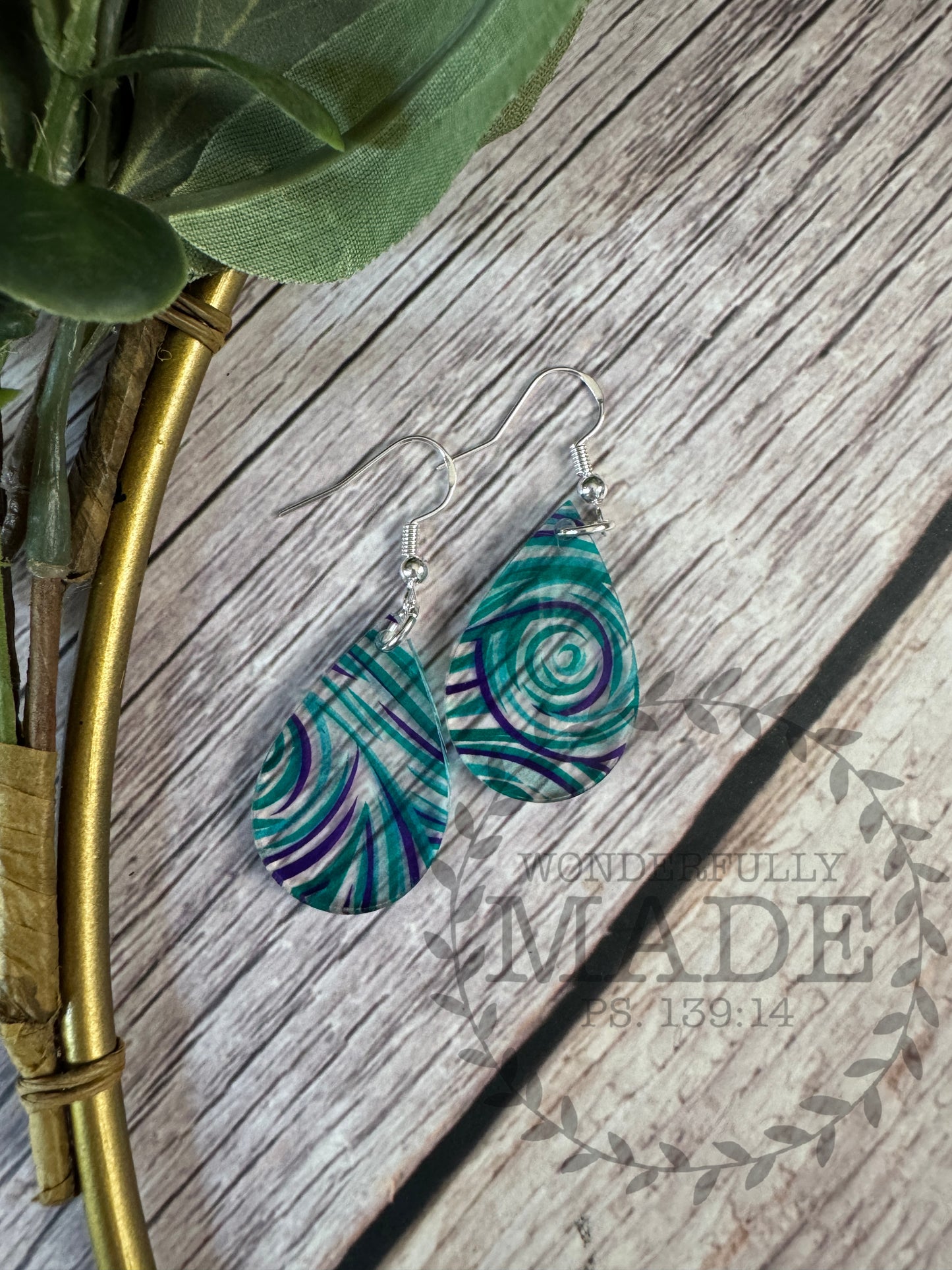 Green 'n Purple Swirls-Teardrops