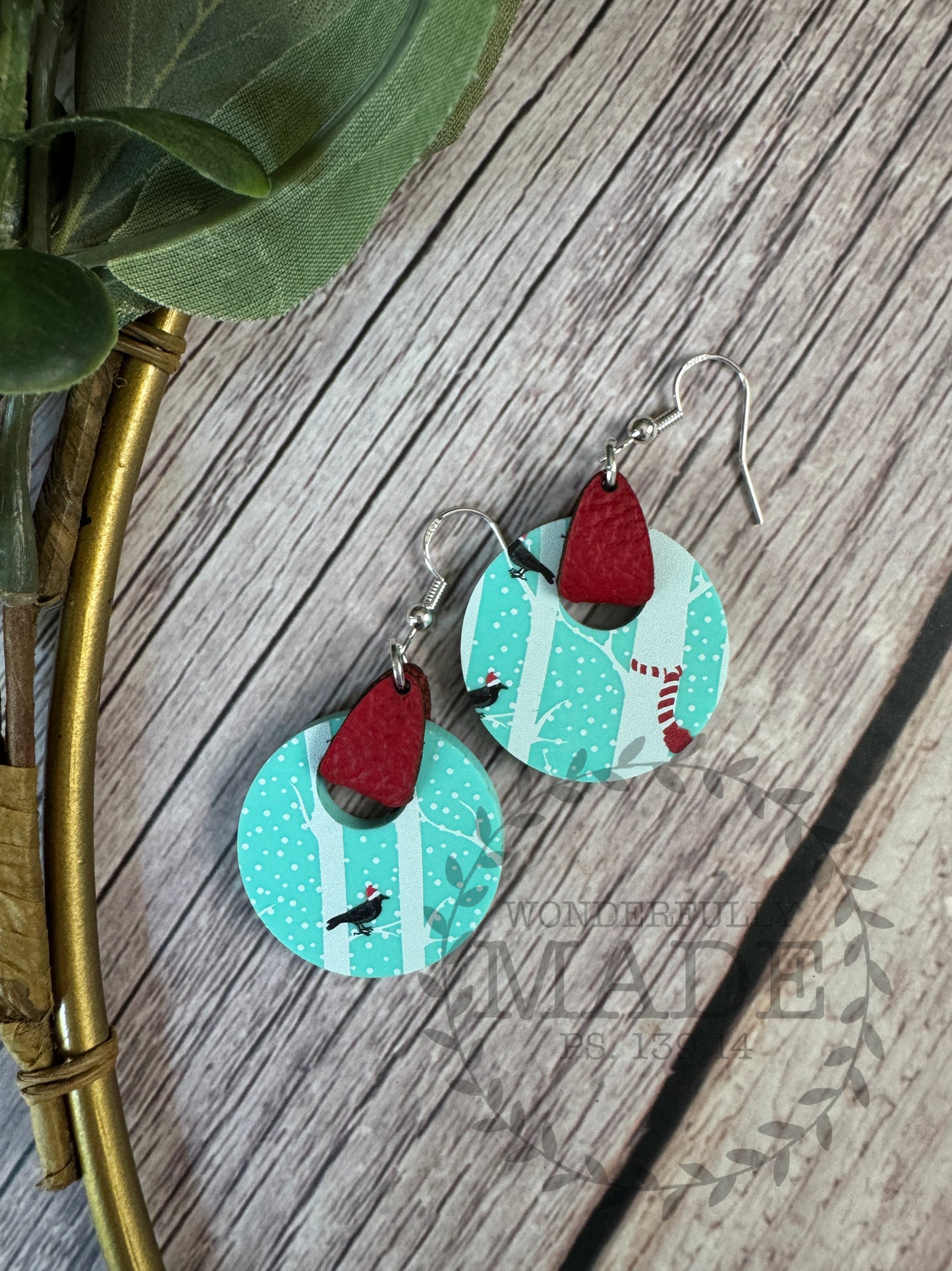 Blackbirds at Christmas-Leather Hoops