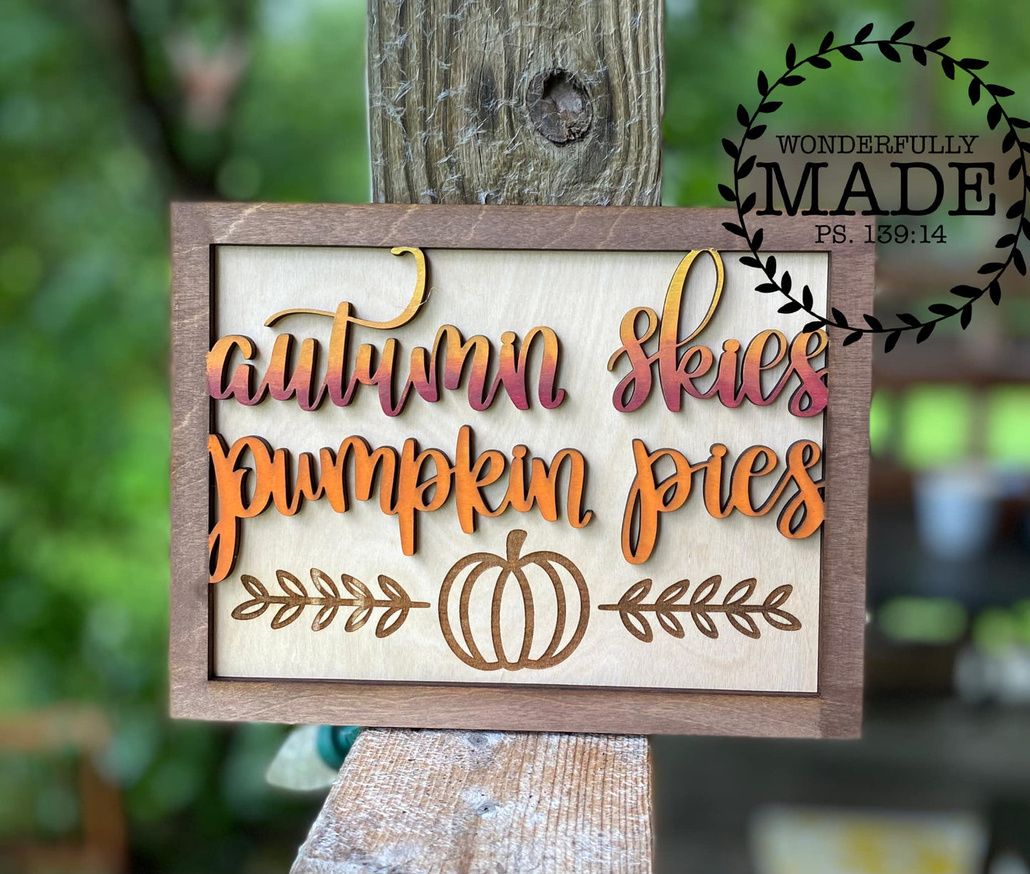 Autumn Skies Pumpkin Pies Tabletop Sign