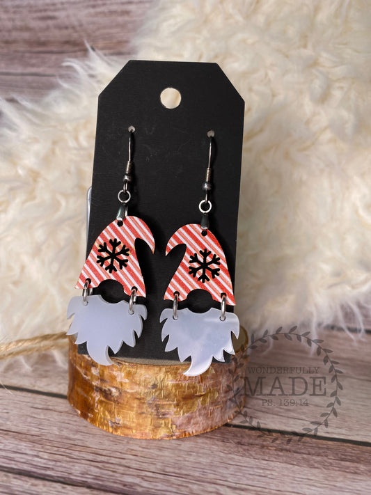 Candy Cane Strip Gnome Earrings