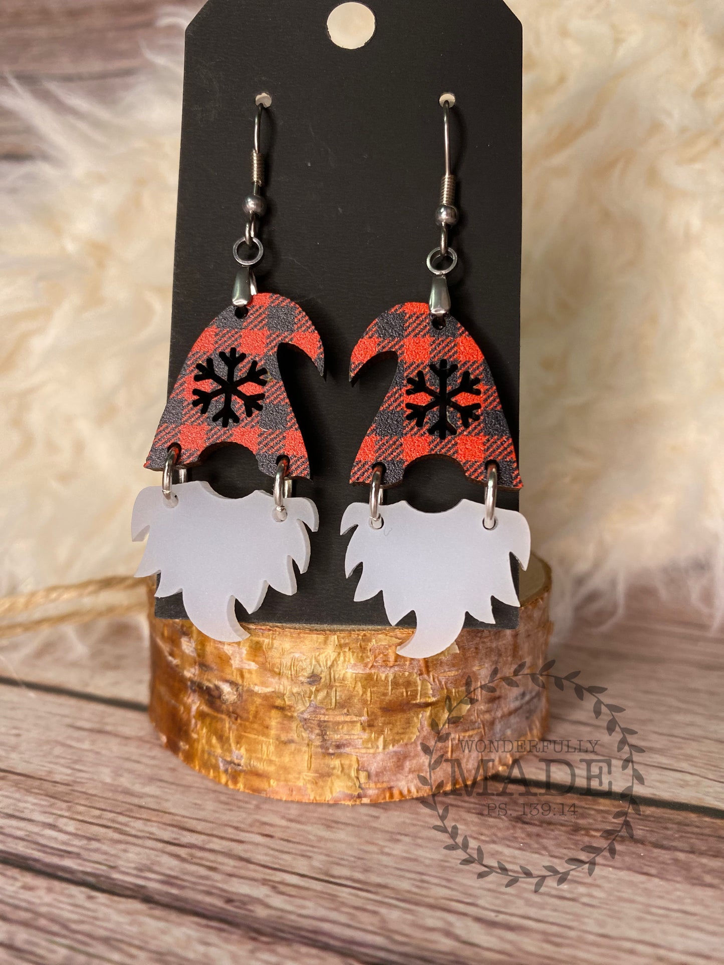 Buffalo Plaid Gnome Earrings