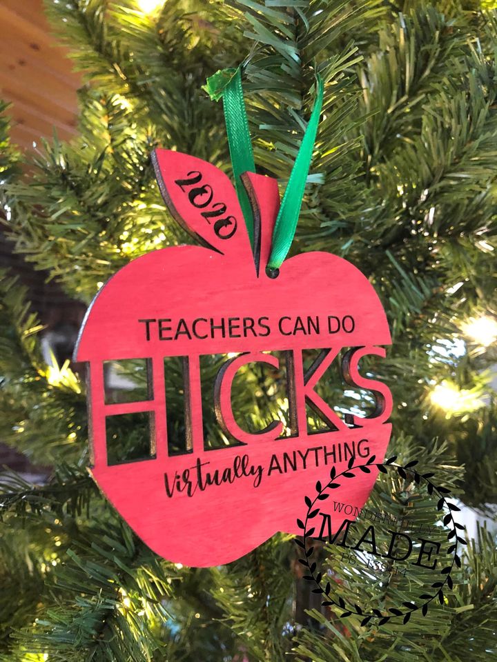 Personalized Teacher Apple Ornament