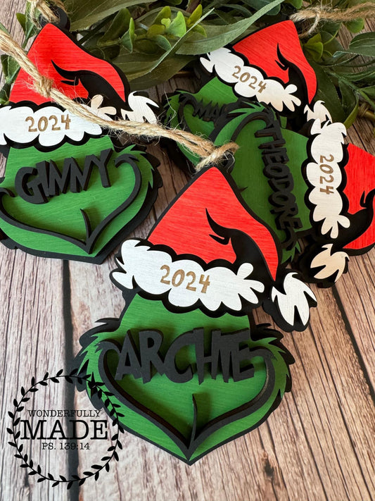 Green Santa Ornament