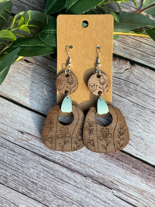 Flower 2-piece Dangle Earrings