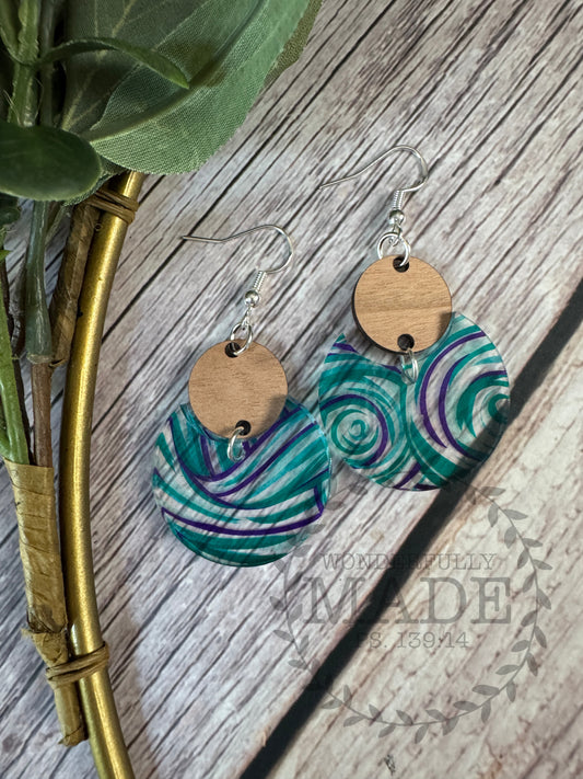 Green 'n Purple Swirls-2 Piece Circles