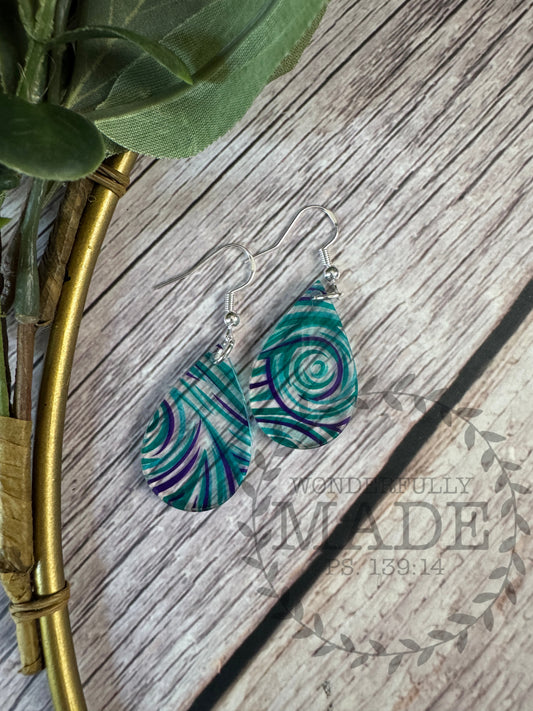 Green 'n Purple Swirls-Teardrops