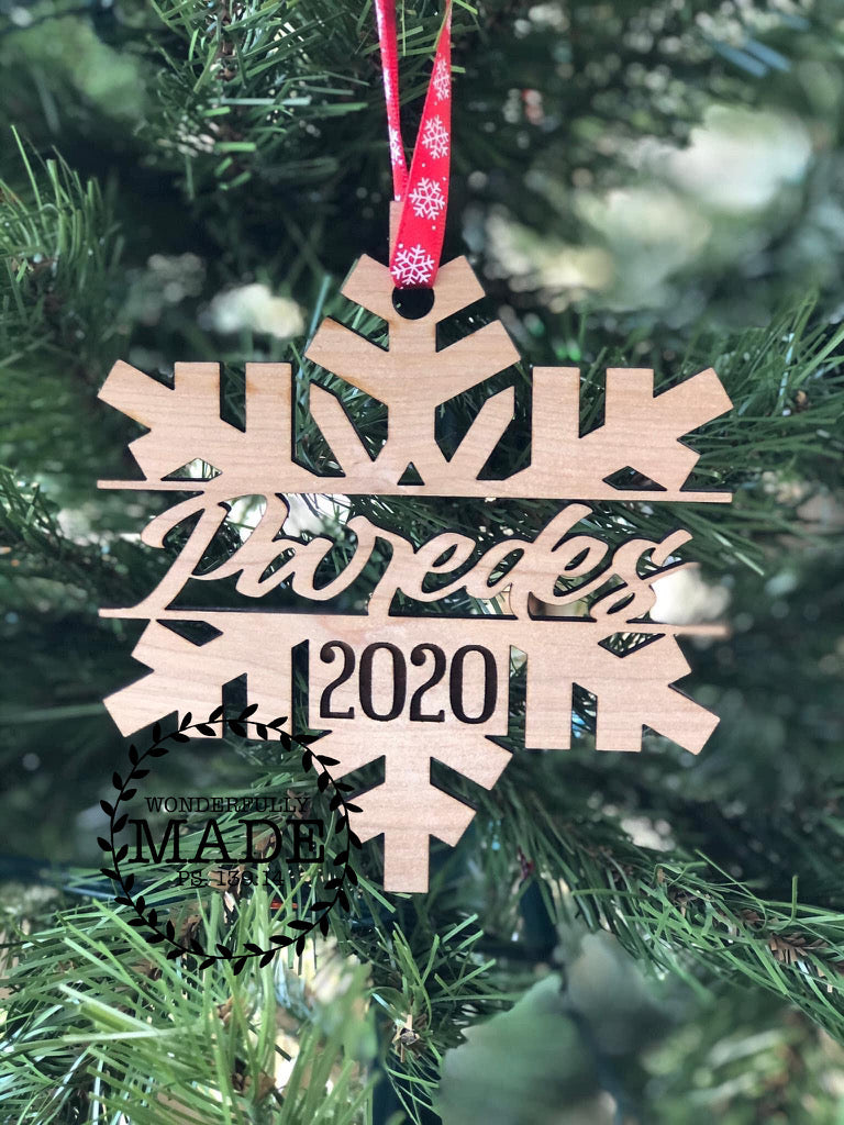 Family Name Snowflake Ornament